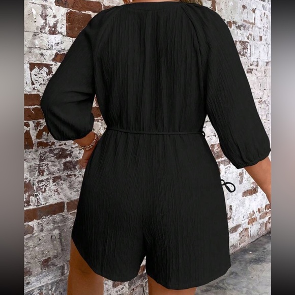 Plus Button Front Belted Romper - Picture 2 of 2